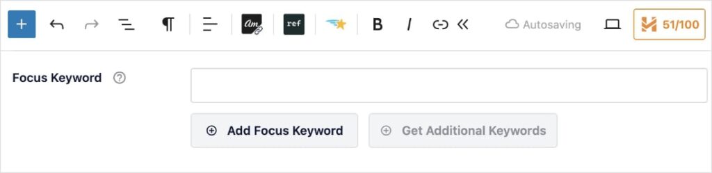 Add a focus keyword to your WordPress post or page.