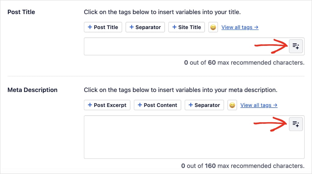 AI Button Generate SEO titles and meta descriptions with AI.