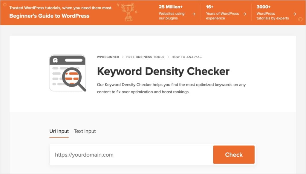 WPBeginner Keyword Density checker. 