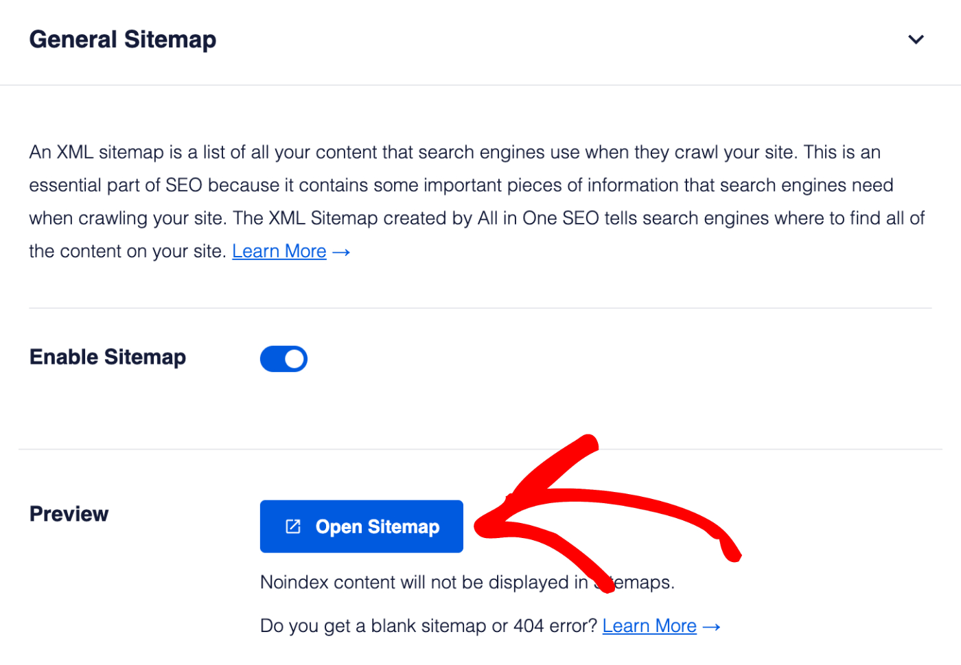 Ajustes generales del mapa del sitio en All in One SEO