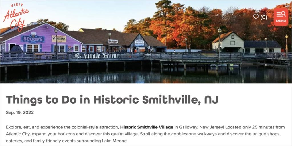 Image of Smithville New Jersey in a Visit Atlantic City blog post.