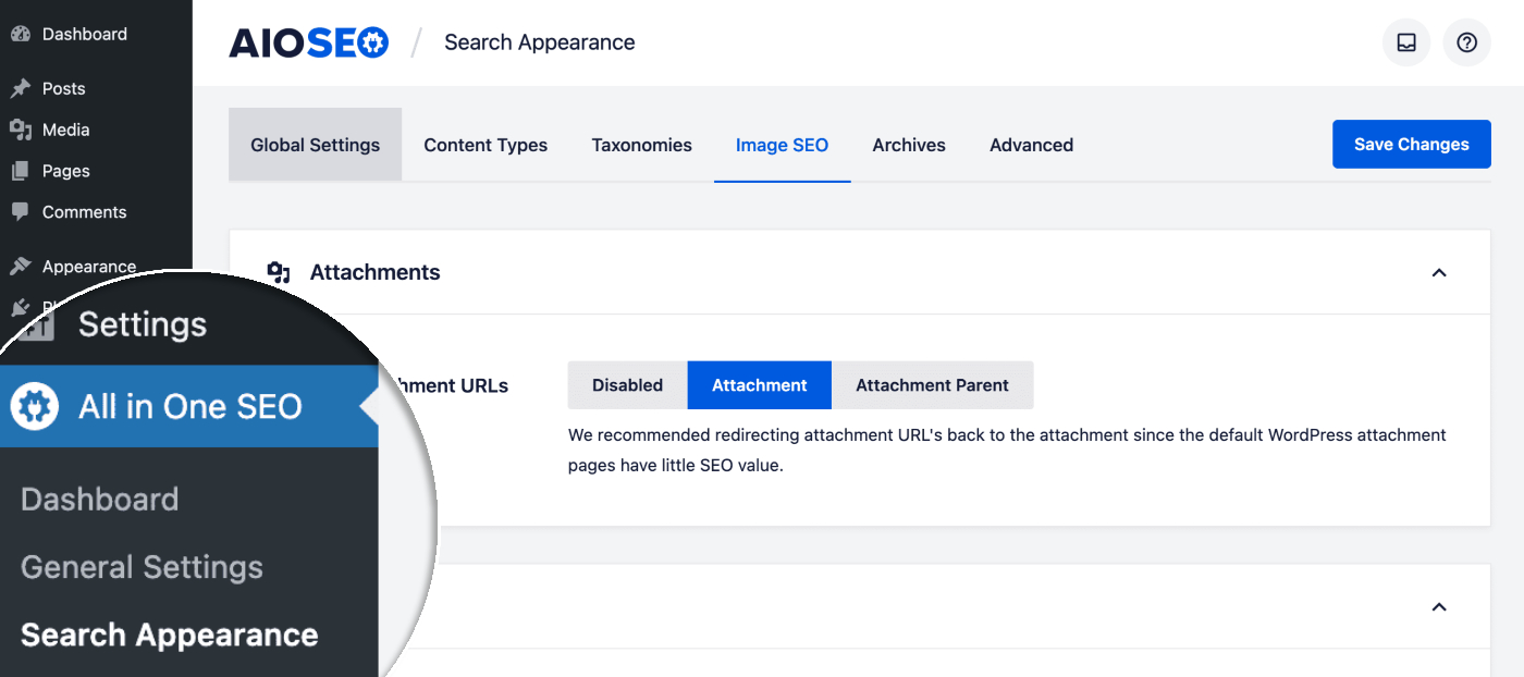 image-seo-tab-in-all-in-one-seo Image SEO tab under Search Appearance