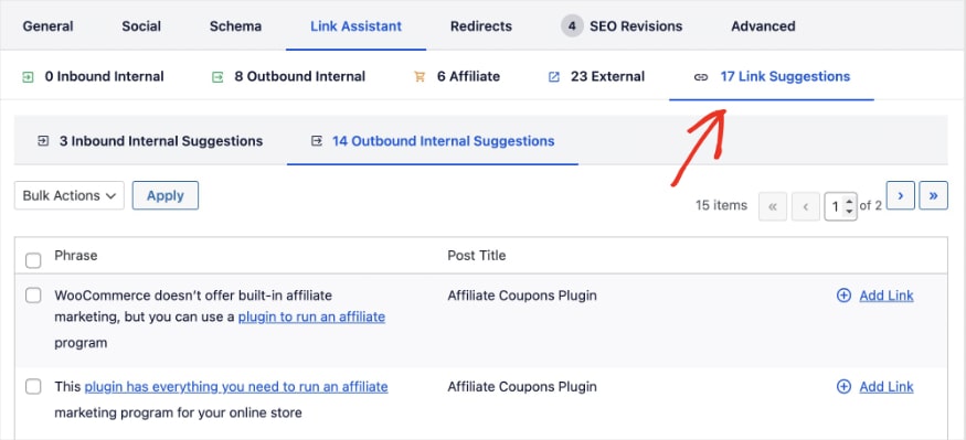 Internal Link Suggestions Internal linking suggestions from Link Assistant.