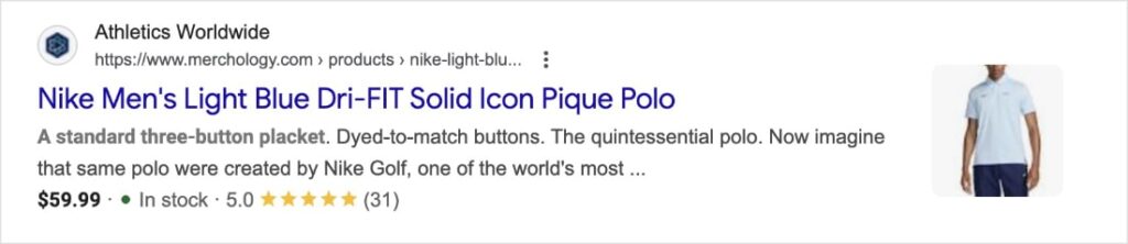 Google product snippet with customer star ratings. Google product snippet with customer star ratings.