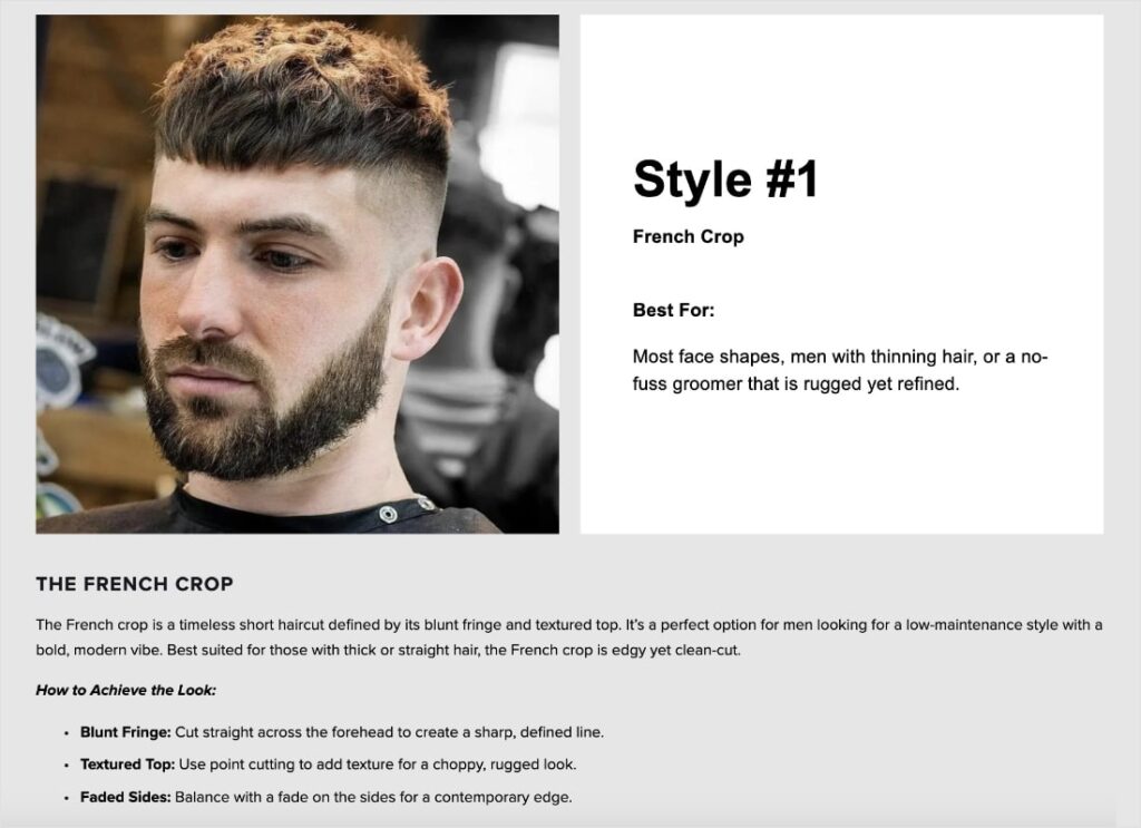 Topic Coverage for a Specific Style Screenshot of Style #1 from The Shave Cave blog post.