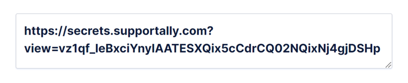 SupportAlly Secrets link created when you click the Create Secret Link button