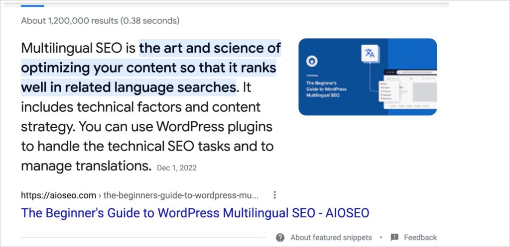 example of featured snippet