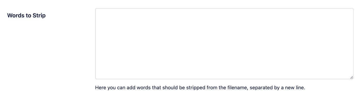 Words to Strip field in Image SEO settings