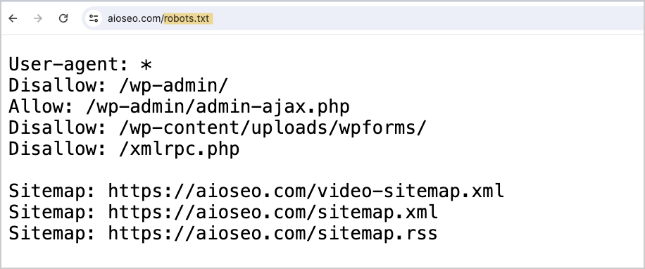 aioseo robots.txt file