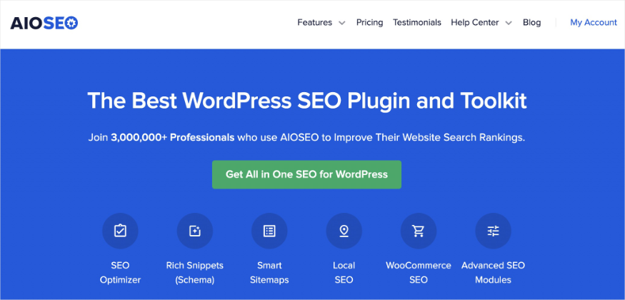 All in One SEO homepage, the best WordPress SEO plugin, has a powerful keyword ranking tool.