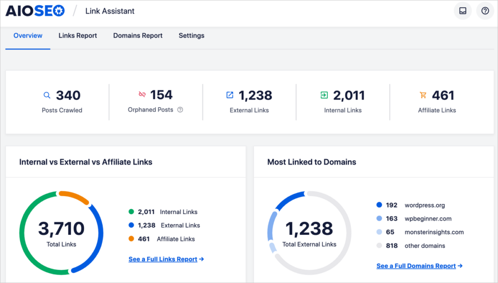 Link Assistant aioseo link assistant interface
