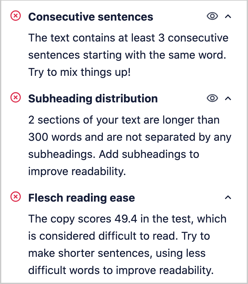 aioseo readability recommendations