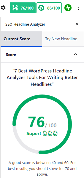 A snapshot of AIOSEO's headline analyzer tool helping craft compelling SEO headlines