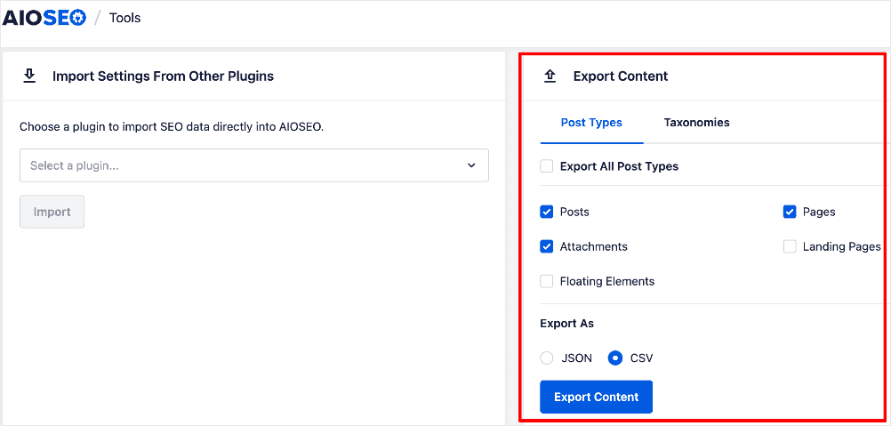 Export SEO data in bulk.