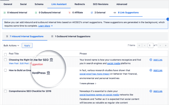 Cornerstone Content in Link Assistant.