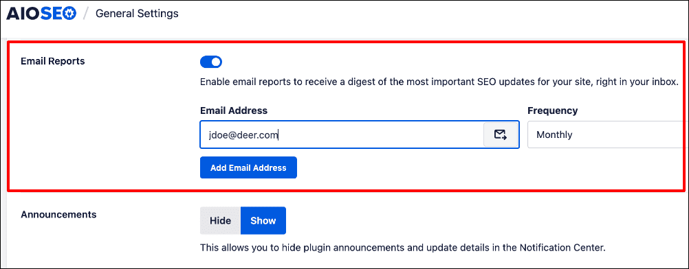 Automate SEO Reporting Add email addresses to receive SEO reports to your inbox.