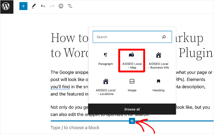 Google Maps embed block in WordPress.