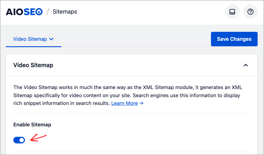 Enabling video sitemaps