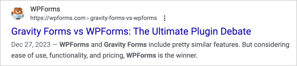 example of meta description in a search snippet