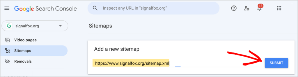 añadir nuevo sitemap a google search console
