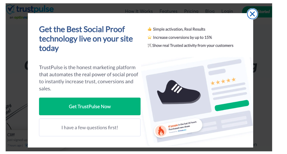 optinmonster popup example to reduce bounce rate