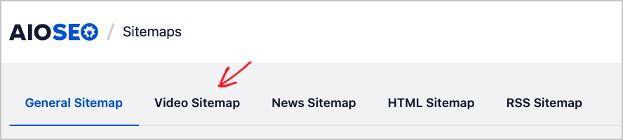 Video sitemap option in the sitemap menu