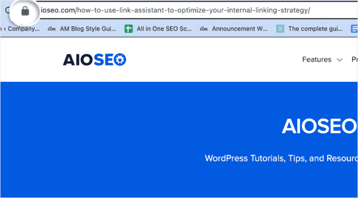 Example of a secure website. Example of a secure website.