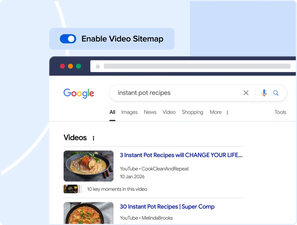 Effortlessly create video sitemaps in WordPress.