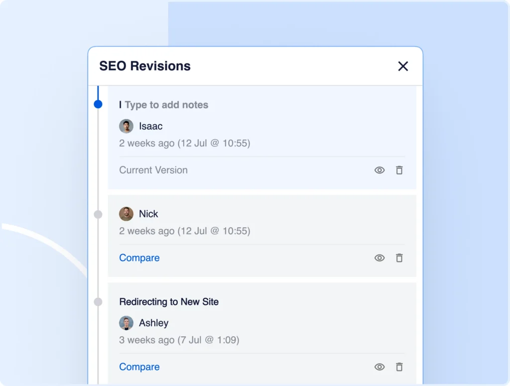 See all your SEO changes.