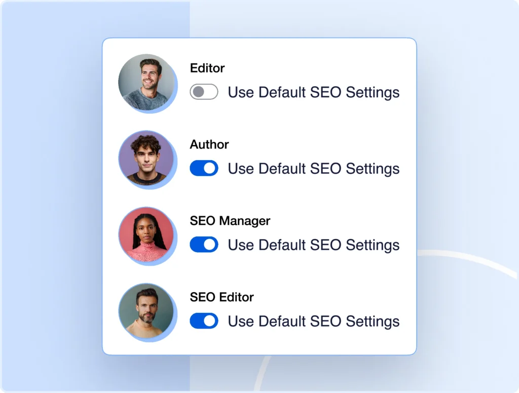Choose which SEO features each team member can access.