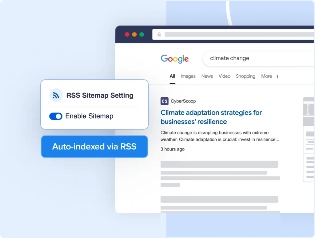 Easily manage your RSS sitemaps and RSS footers all from one place.