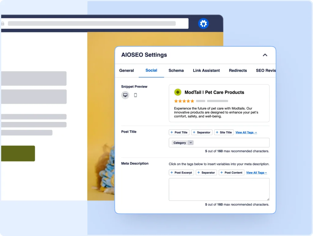 Customize thumbnails, headlines, and more for social shares.