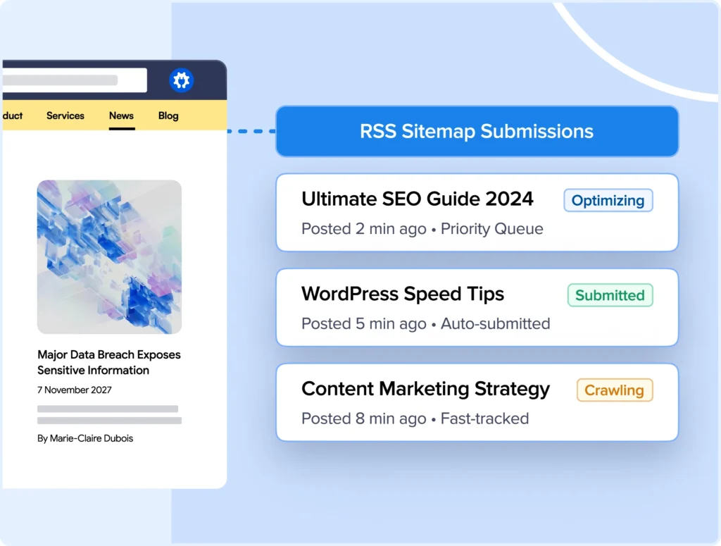 RSS sitemaps notify search engines as soon as you update or publish new content.