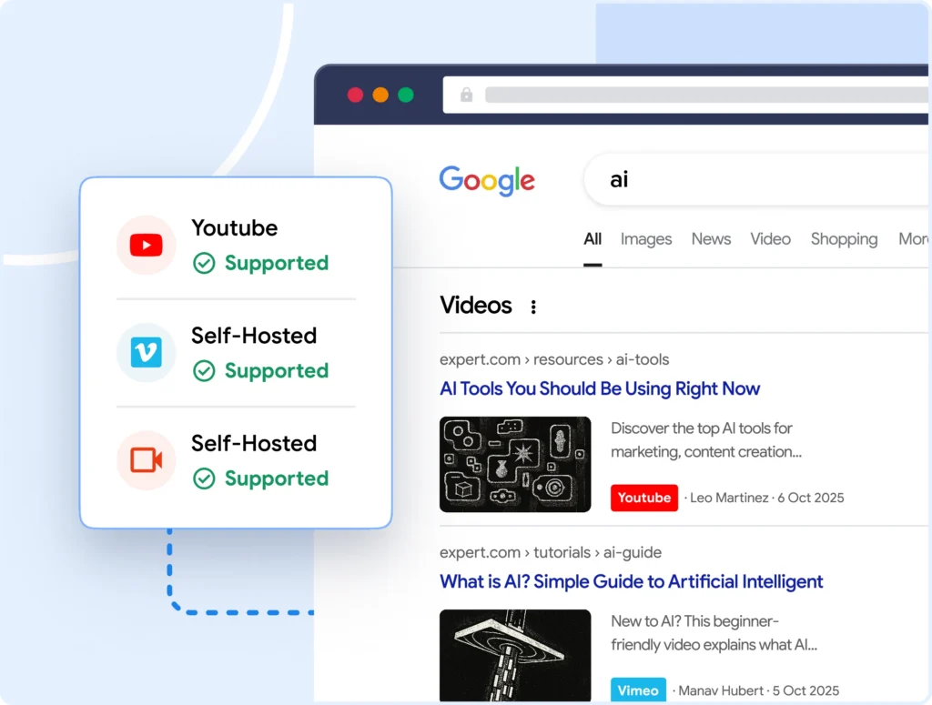 Our video sitemap generator supports all major video hosting platforms.