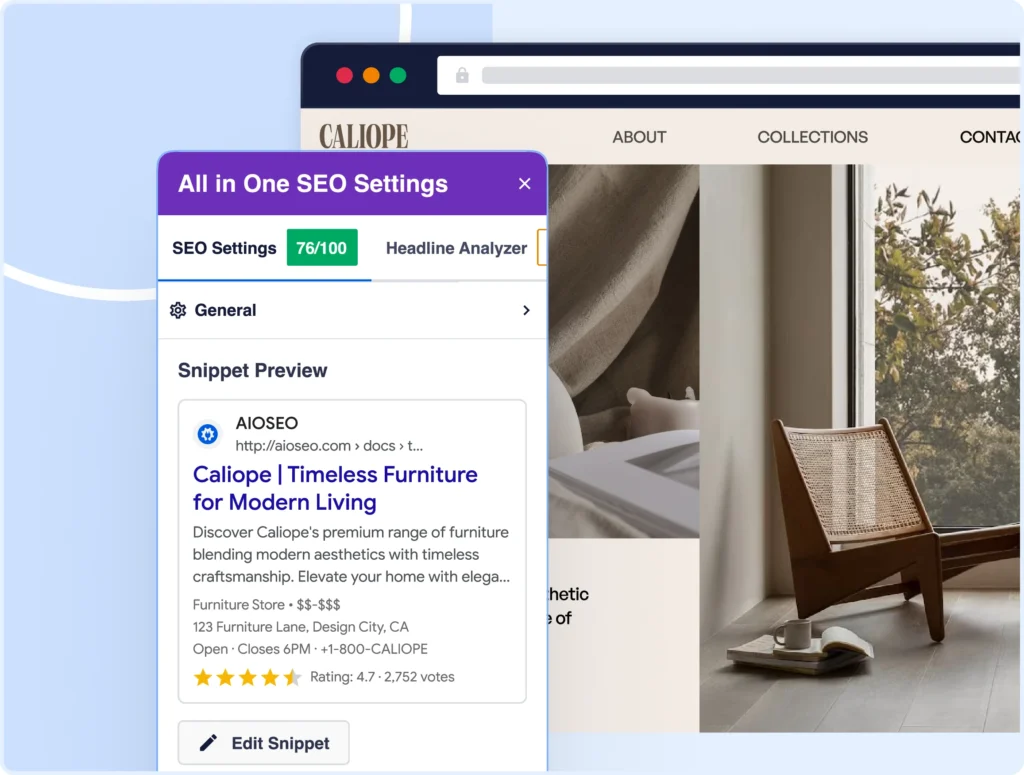 Ve las previsualizaciones de tus snippets de Google en el SeedProd Builder.