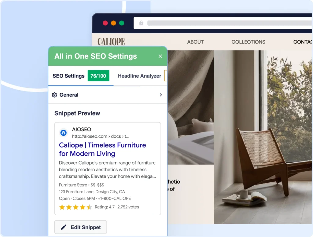 Ve vistas previas de fragmentos de Google mientras trabajas en Avada Builder.