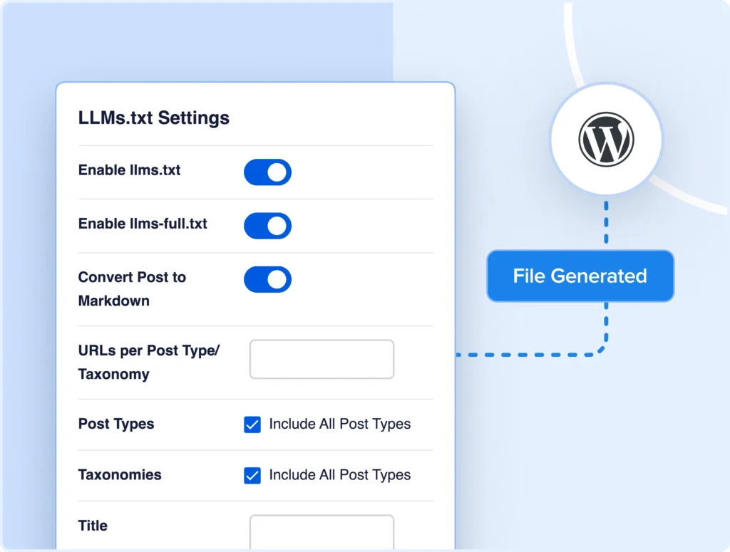 No se requiere codificación para generar archivos llms.txt.